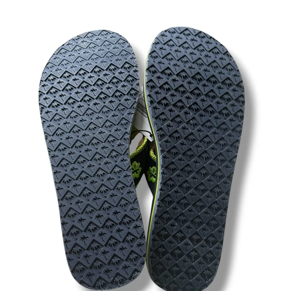 Margaritaville Womens Navy Lime Green Hibiscus Flip Flop Sandals Size 8 1630468